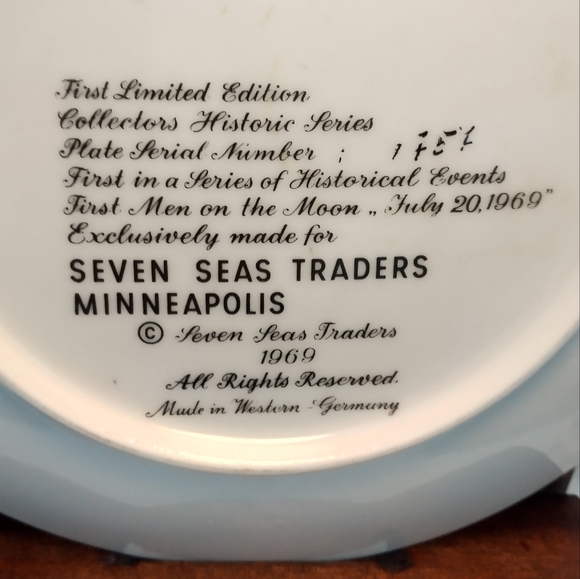 Vintage 1969 Moon Landing Commemorative Plate Seven Seas Traders - Picture 5 of 7